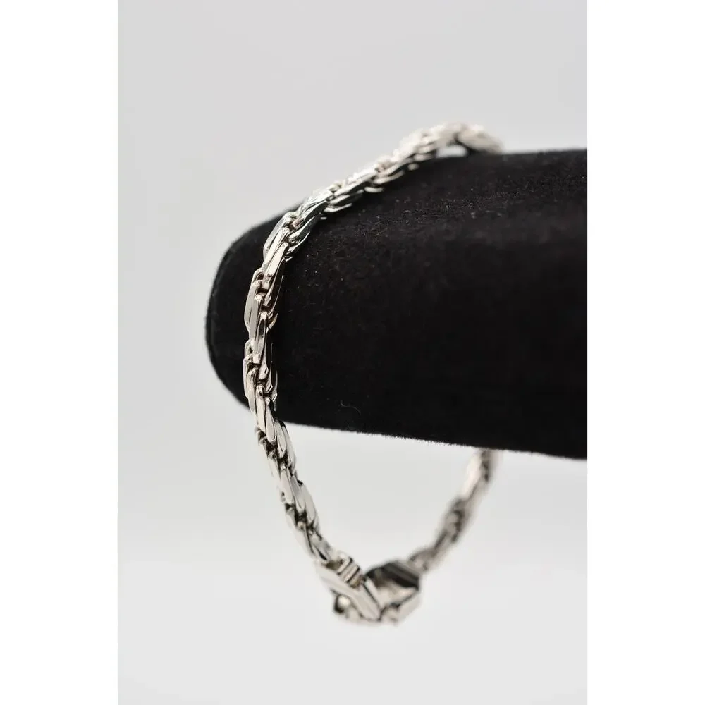 Nina Ricci Vintage Bracelet Silver Tone Metallic Shiny Linked Chain Signed BinAD
